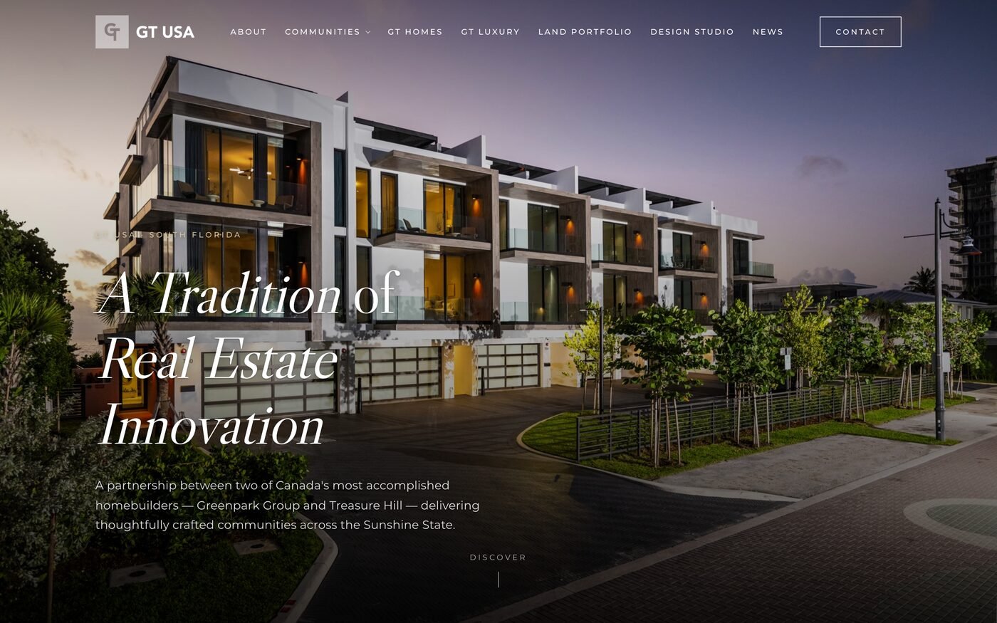 GT USA — South Florida home builder website homepage